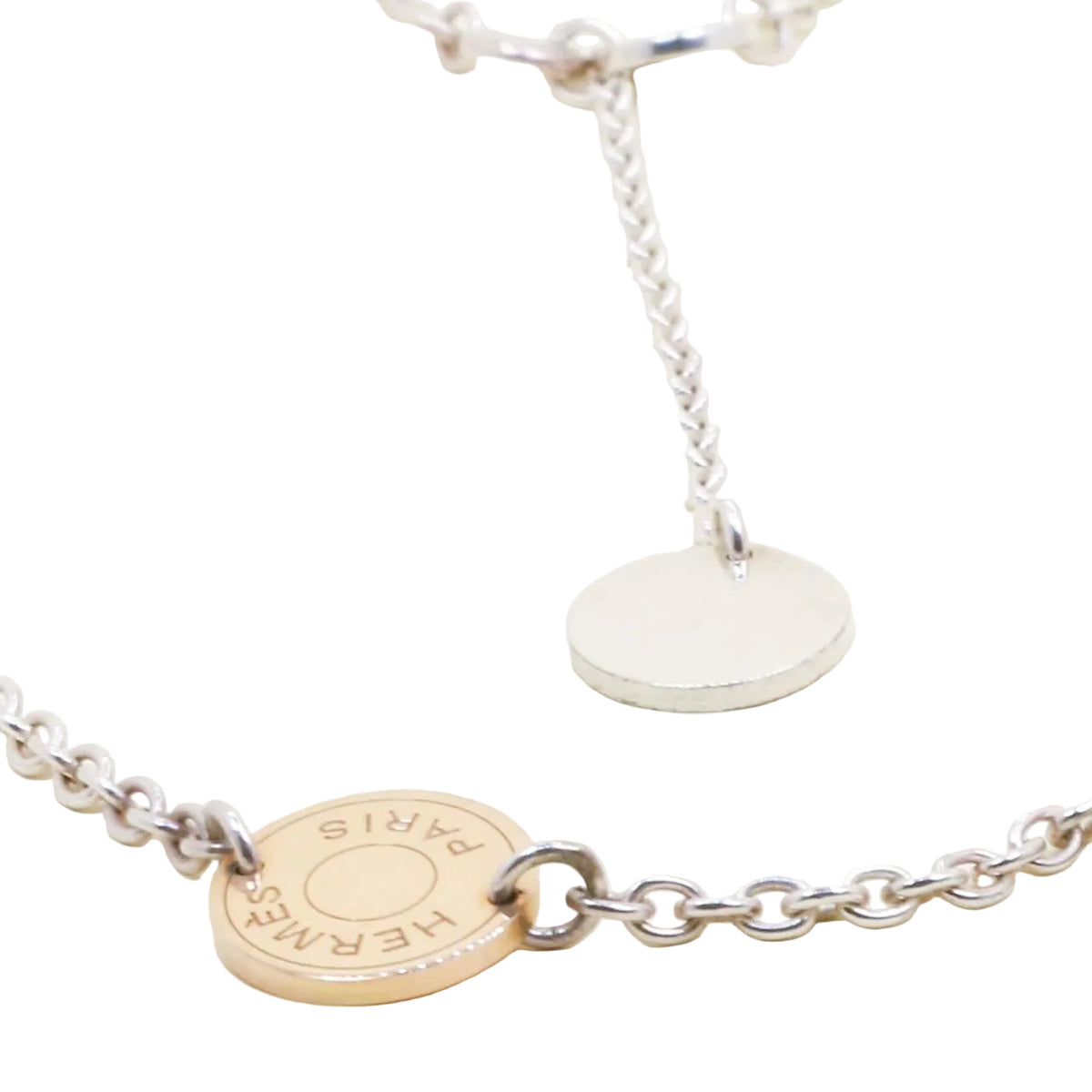 Collier Sautoir HERMÈS ExLibris en argent, or rose et argent