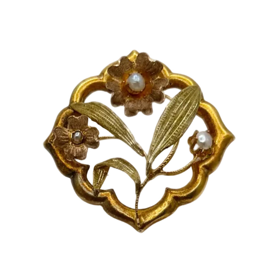 Broche Épingle en or jaune et perle