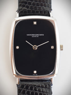 Montre VACHERON CONSTANTIN en or blanc, acier, cuir, onyx et diamants