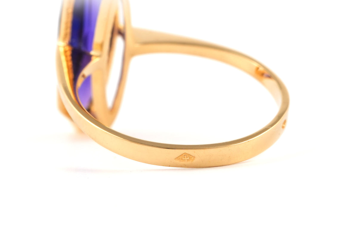 Bague Solitaire en or jaune et améthyste