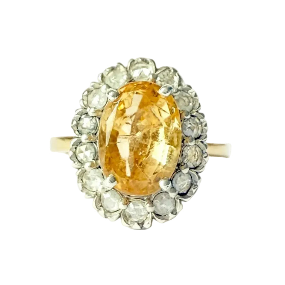Bague Marguerite en or jaune, argent, saphir et diamants
