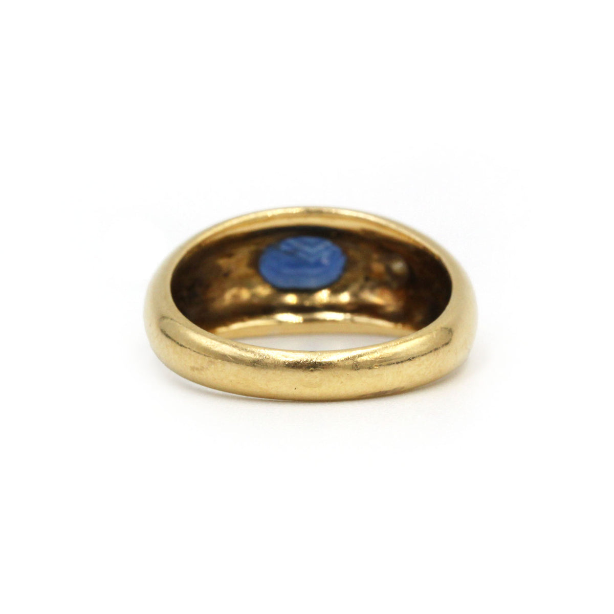 Bague jonc en or jaune, diamant et saphir