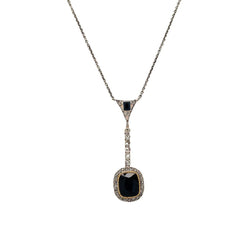 Edwardian Sapphire Diamond Gold Necklace Pendant - Castafiore