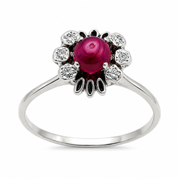 Bague Cocktail en or blanc, rubis et diamants
