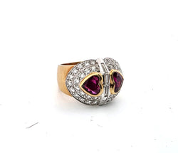 Bague Pavée en or jaune, rubis et diamants