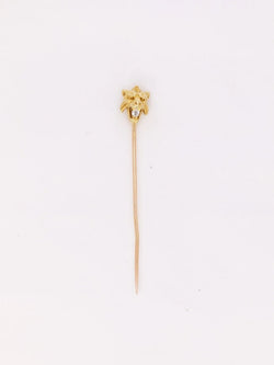 Épingle à cravate tête de félin or jaune diamant taille ancienne - Castafiore