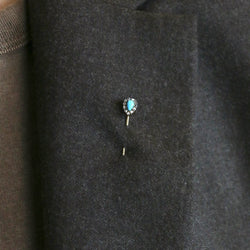 Epingle ancienne or jaune turquoise diamants - Castafiore