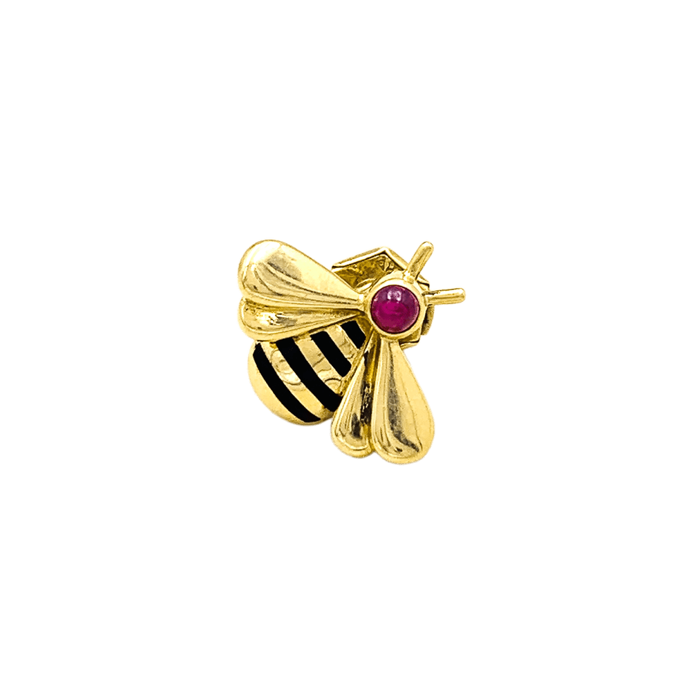 Épingle CARTIER en or jaune, émail et rubis - Castafiore