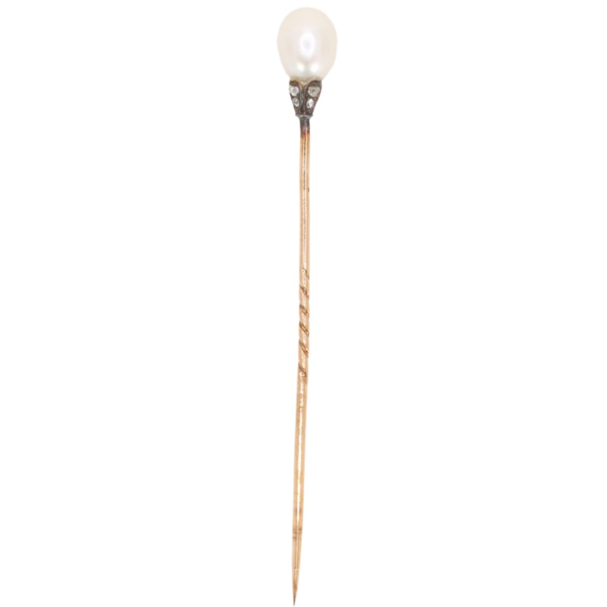 Epingle or jaune perle fine diamants - Castafiore