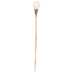 Epingle or jaune perle fine diamants - Castafiore