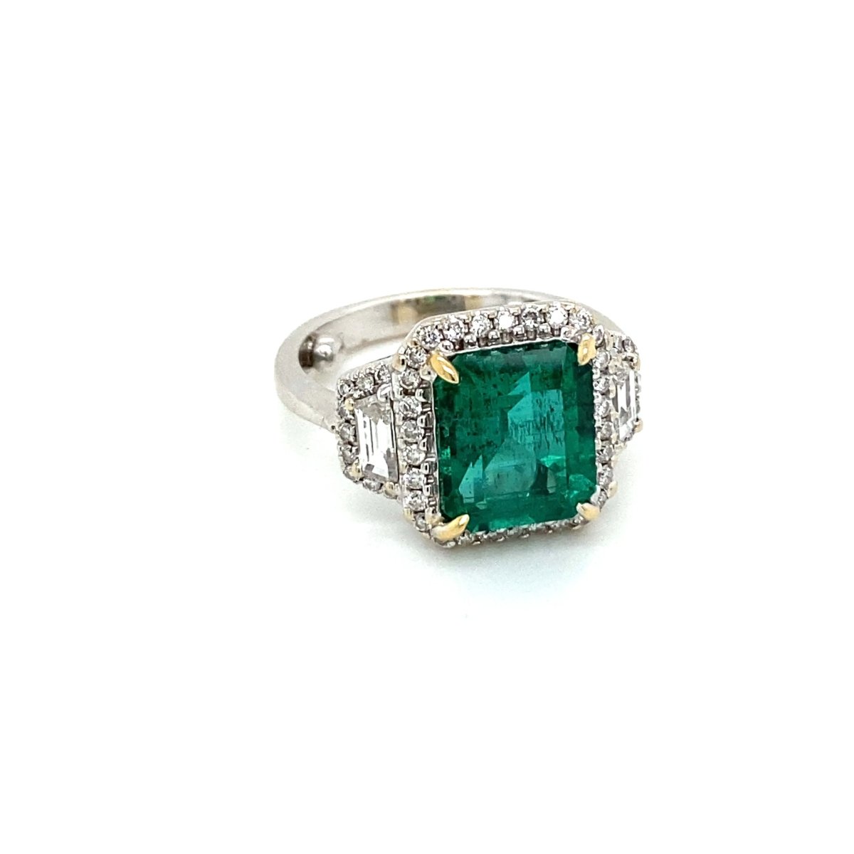 Estate Certified 3,33 Carat Natural Emerald Diamonds Gold Ring - Castafiore