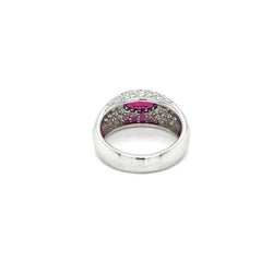 Estate Ruby Diamond Pavé Gold Band Ring - Castafiore