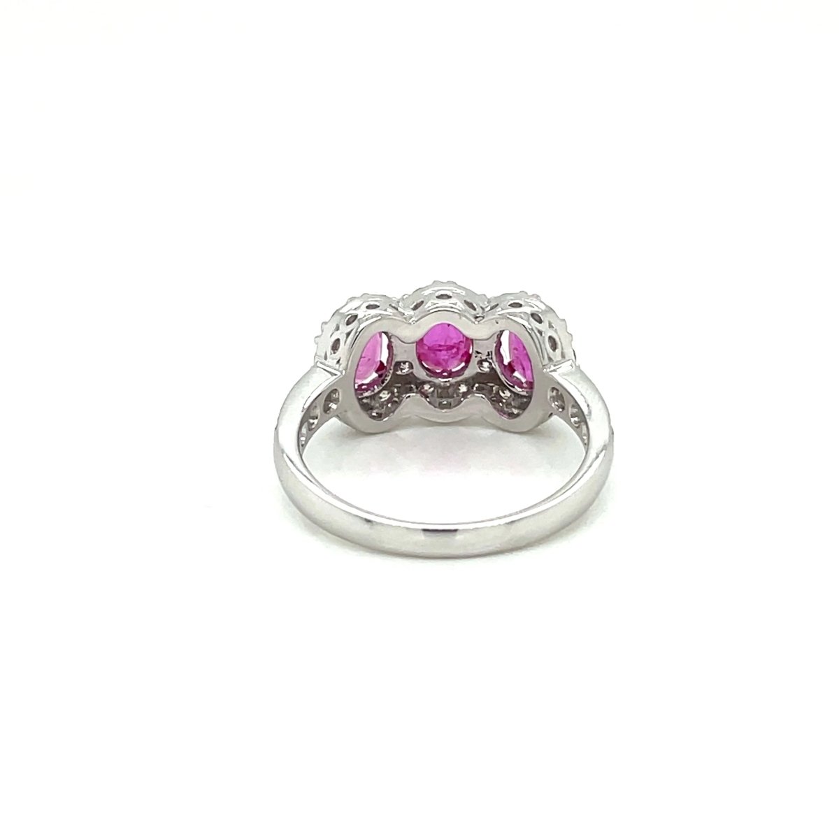Estate Ruby Diamond Three Stone Engagement Ring - Castafiore
