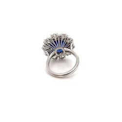Estate SSEF Certified 8 Carat Unheated Burma Sapphire 5 Ct Diamonds Ring - Castafiore