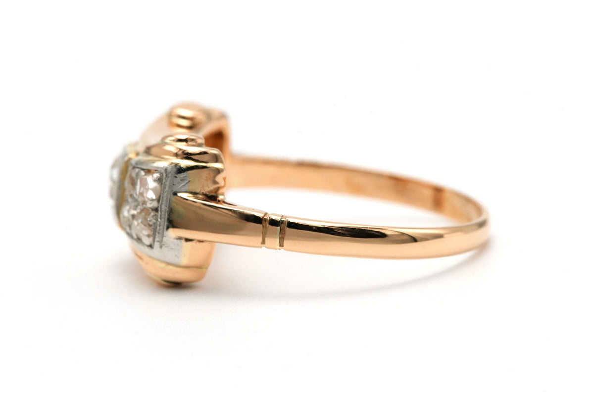 Bague Tank en or jaune et diamants