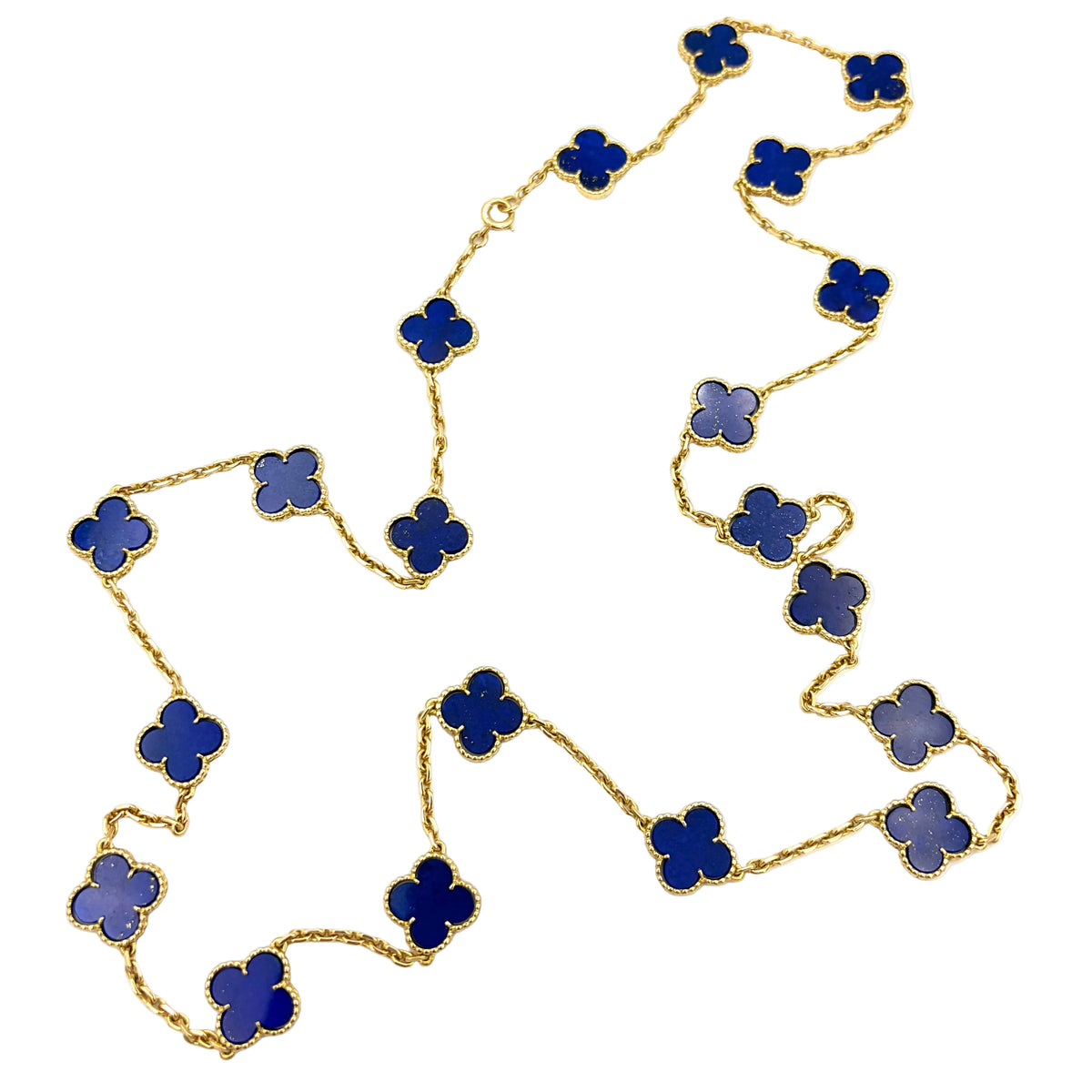 Collier Sautoir VAN CLEEF & ARPELS Vintage Alhambra en or jaune et lapis-lazuli