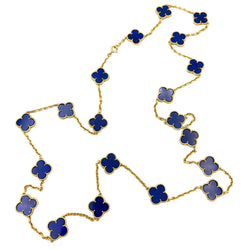 Collier Sautoir VAN CLEEF & ARPELS Vintage Alhambra en or jaune et lapis-lazuli