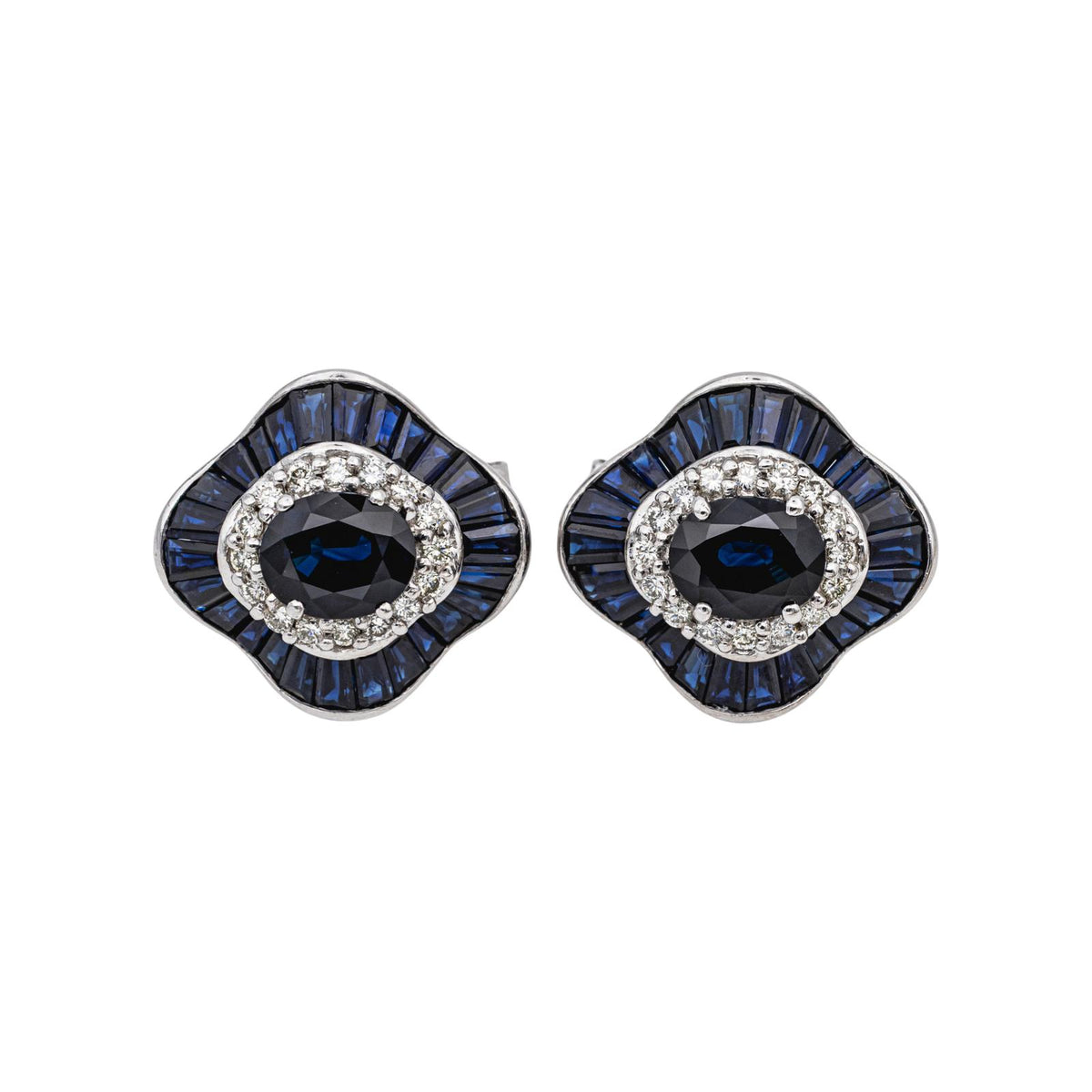 Boucles d'oreilles Or blanc saphir