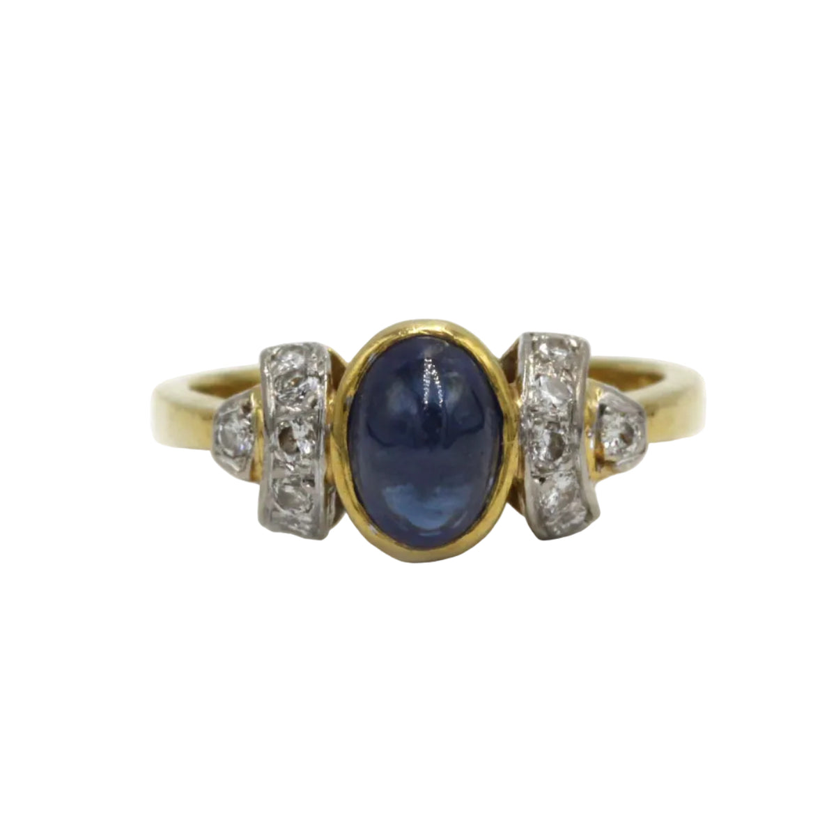 Bague Trilogie en or jaune, or blanc, saphir et diamants