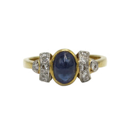Bague Trilogie en or jaune, or blanc, saphir et diamants