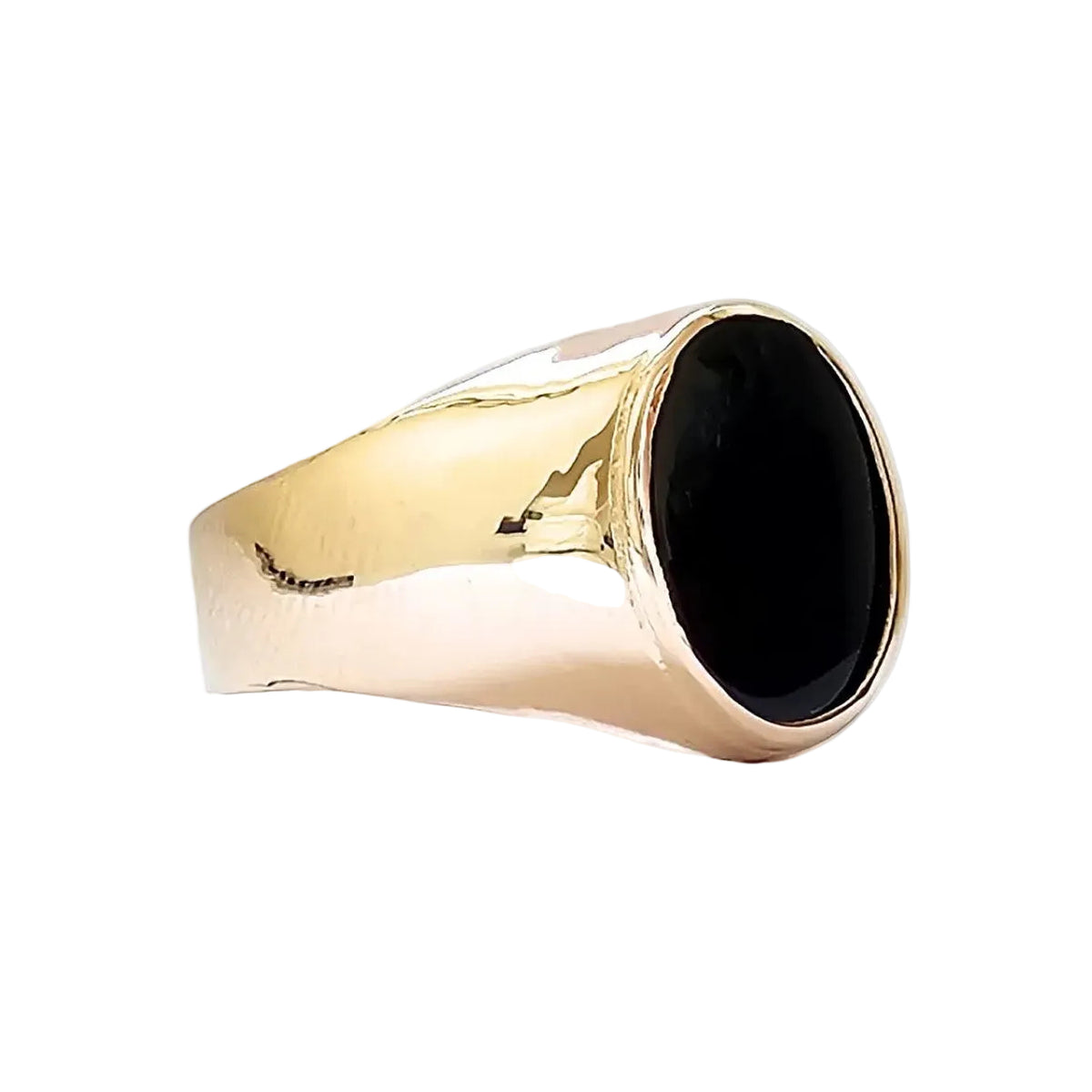 Bague Chevalière en or rose et onyx