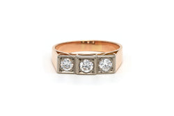 Bague Trilogie en or blanc, or jaune et diamants