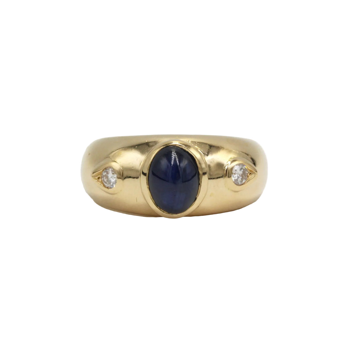 Bague Jonc en or jaune, saphir et diamants