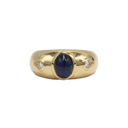 Bague Jonc en or jaune, saphir et diamants