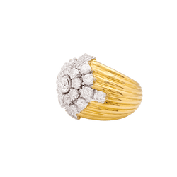 Bague Dôme en or blanc, or jaune et diamants