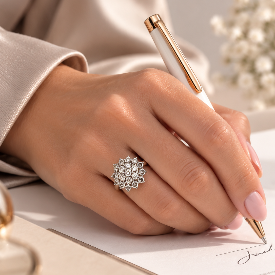 Bague Cocktail en or blanc et diamants