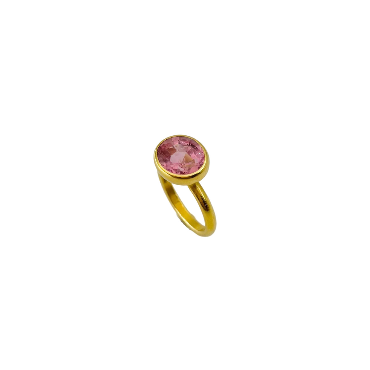 Bague Solitaire MARIE-HÉLÈNE DE TAILLAC "Princesse" en or jaune et tourmaline rose