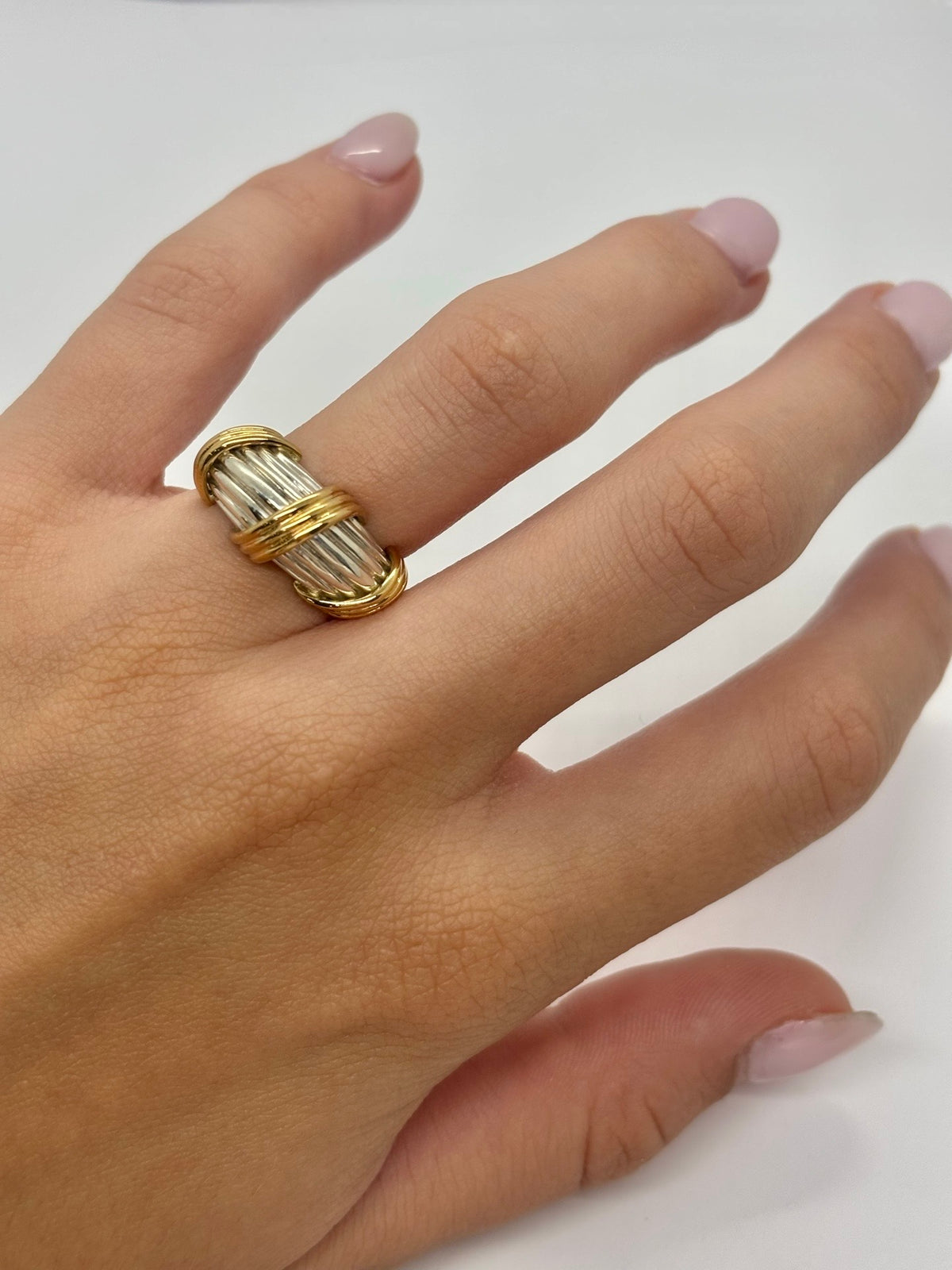 Bague Jonc HERMÈS en or jaune et argent