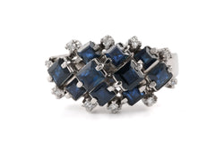 Bague en or blanc, saphirs et diamants