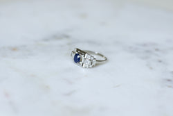 Bague Tank en platine, saphir et diamants