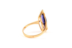 Bague Solitaire en or jaune et améthyste