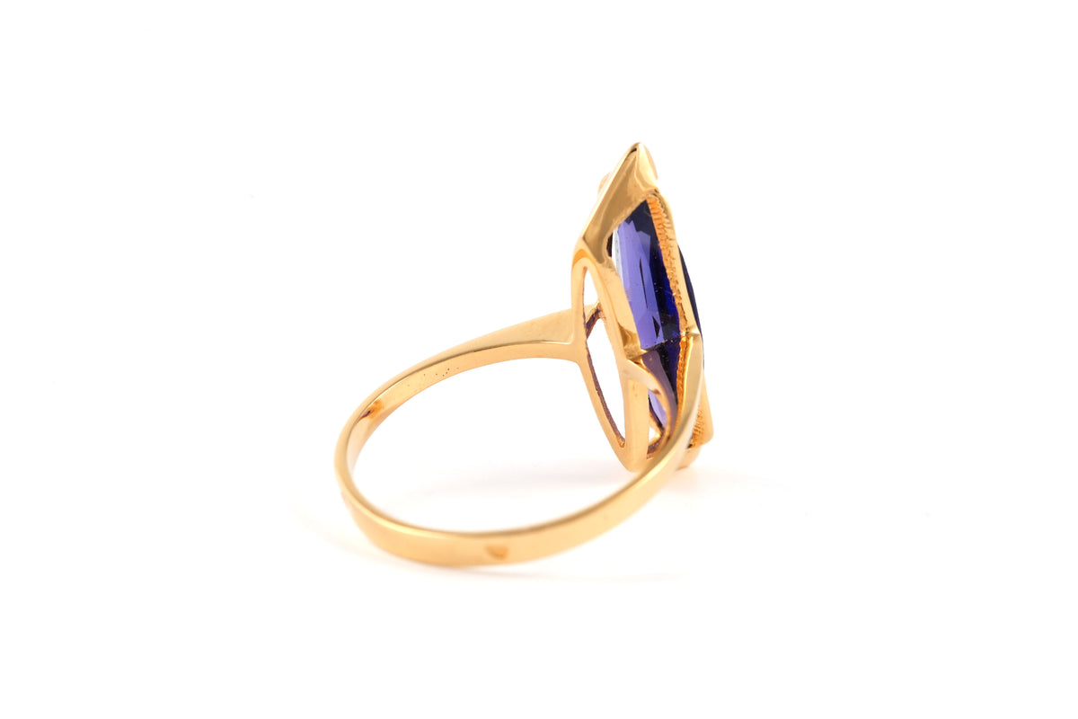 Bague Solitaire en or jaune et améthyste