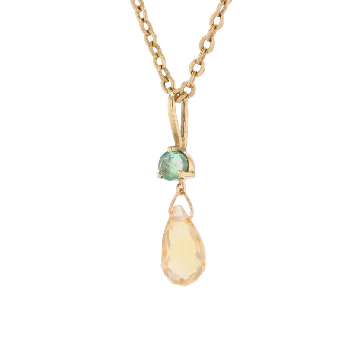 Pendentif en or jaune, émeraude et citrine