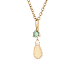 Pendentif en or jaune, émeraude et citrine