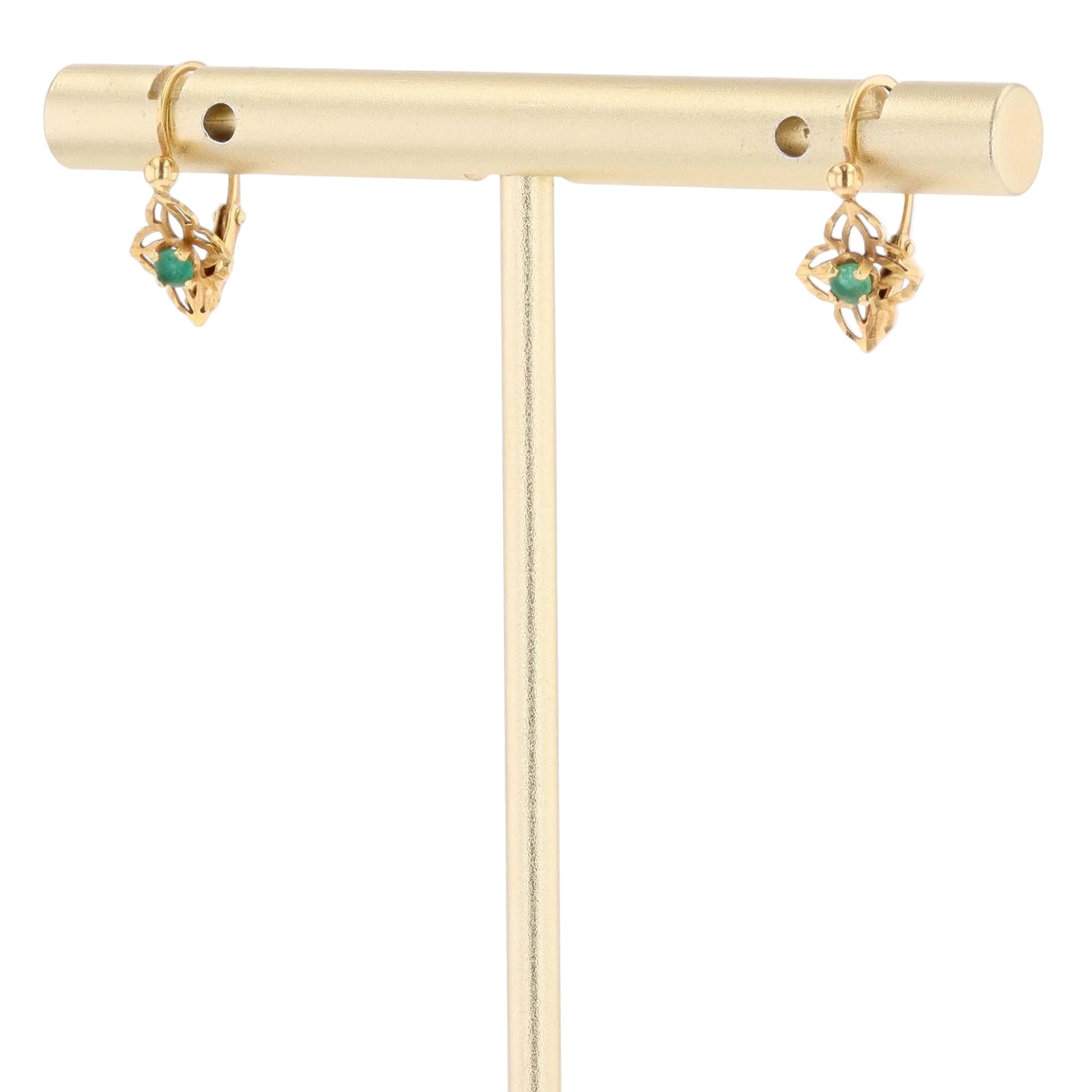 Boucles d'oreilles Dormeuses en or jaune et émeraudes