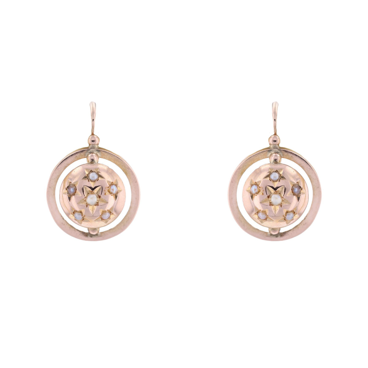 Boucles d'oreilles Dormeuses en or rose et perles