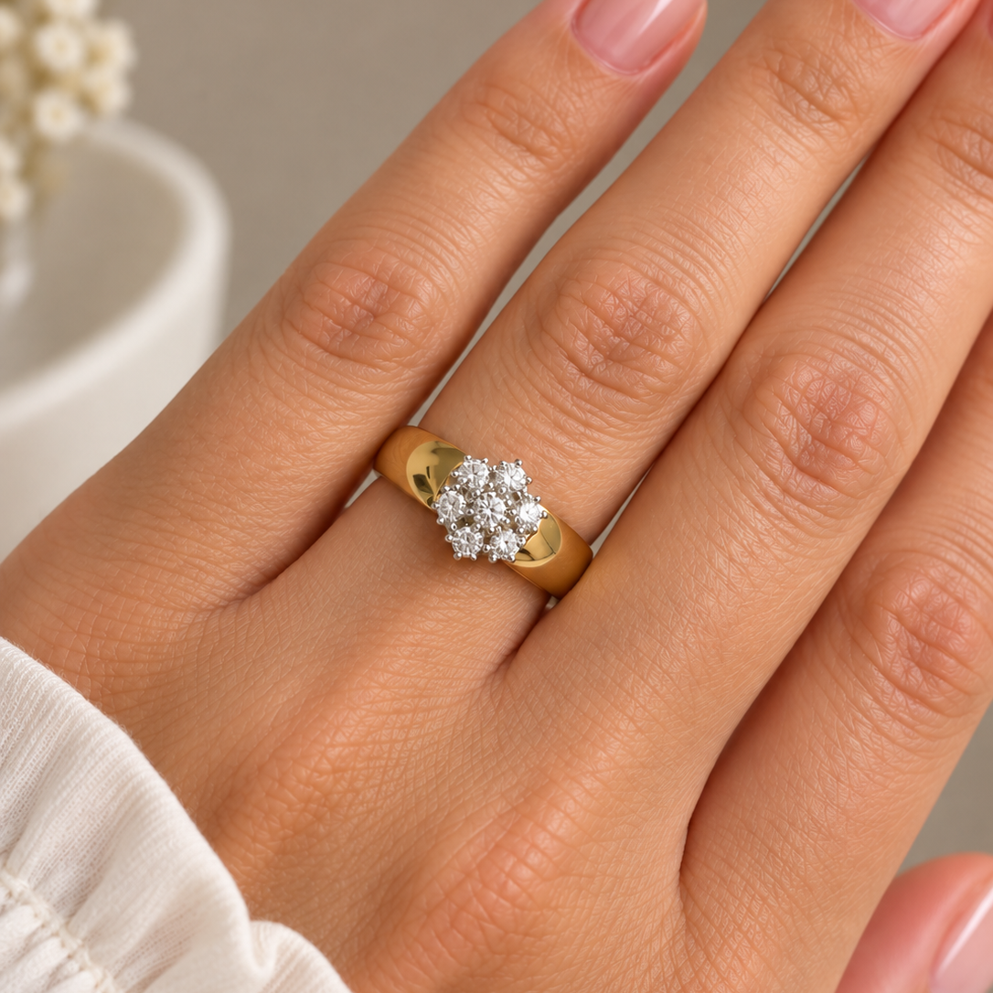 Bague Marguerite en or jaune et diamants