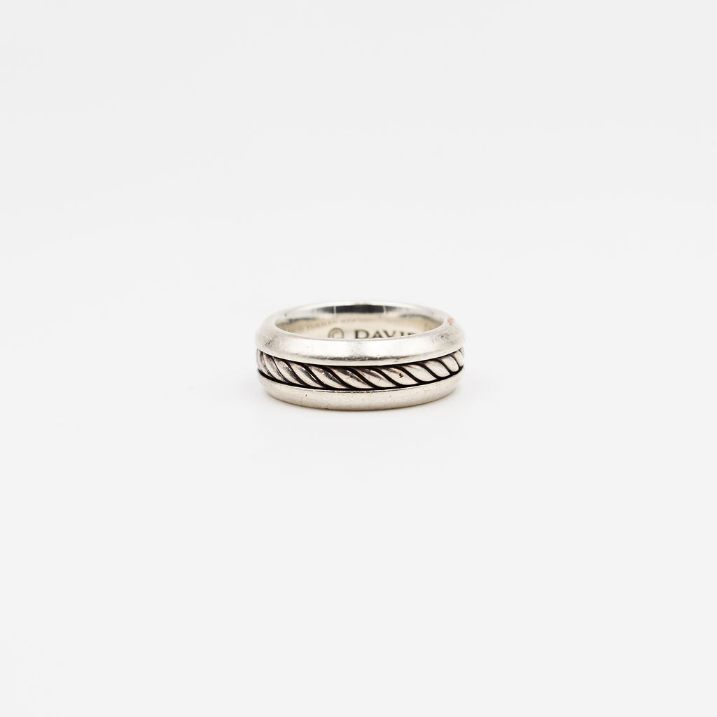 Bague Jonc DAVID YURMAN "Incrustation Câble" en argent