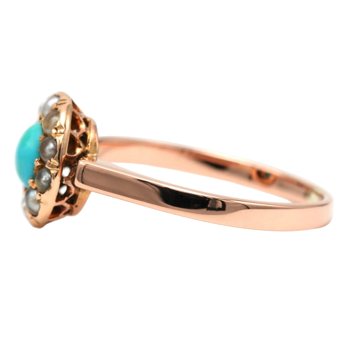 Bague Entourage en or jaune, perles et turquoise