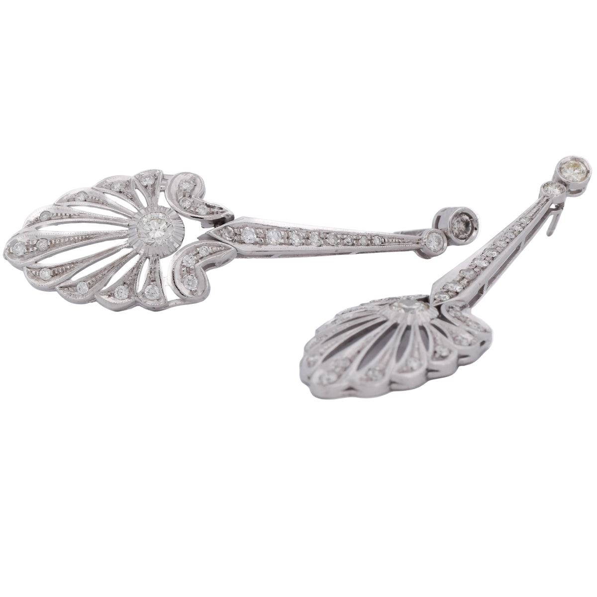 Boucles d'oreilles Pendantes en or blanc et diamants