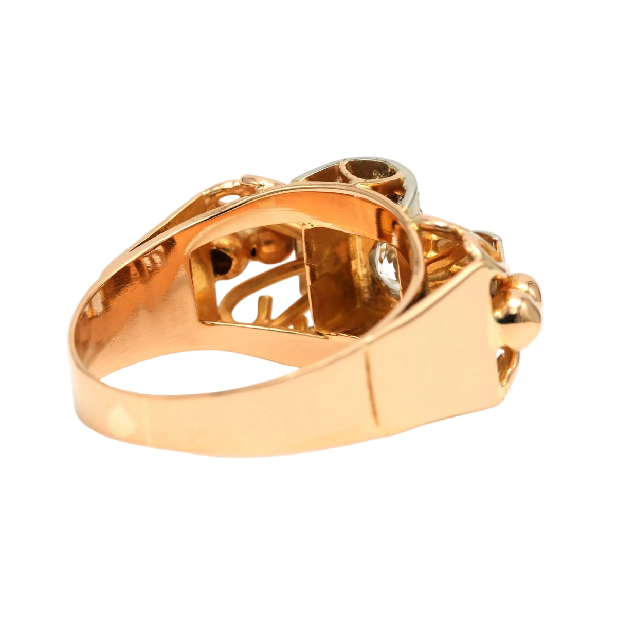Bague Tank en or blanc, or jaune et zirconiums