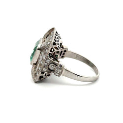 Bague Cocktail en or blanc, émeraude et diamants