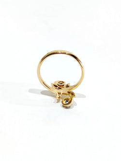 Bague Toi et Moi en or jaune, saphir, et diamants
