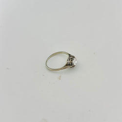Bague Solitaire en or blanc, platine et diamants