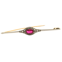 Broche Épingle en or blanc, or jaune, rubis et diamants