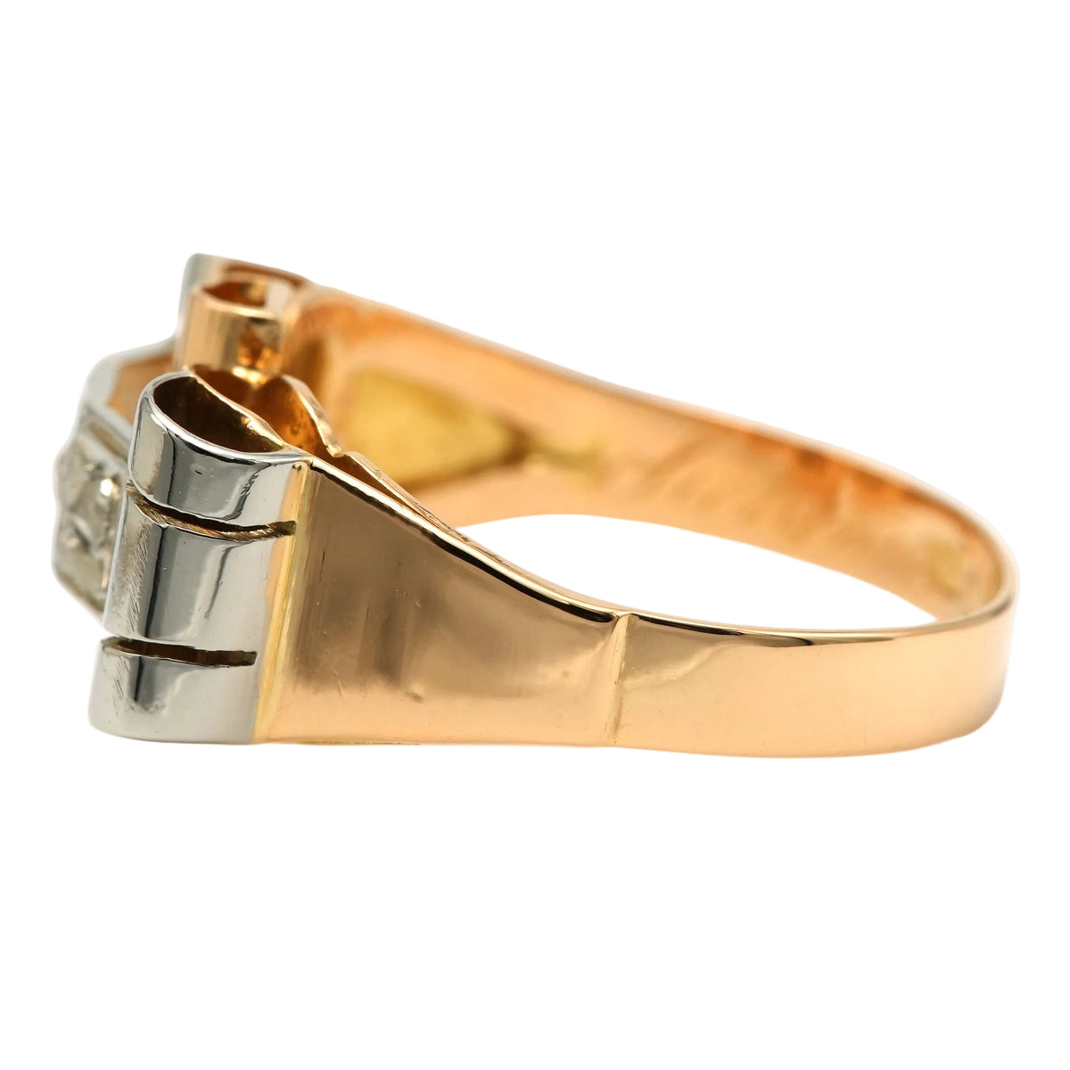 Bague Tank en or blanc, or jaune et diamants